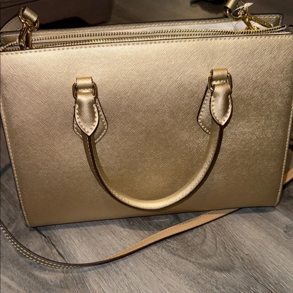 $10 Raffle Ticket NWT $398 Michael Michael Kors Sheila Pale Gold Medium Satchel - Picture 2 of 5